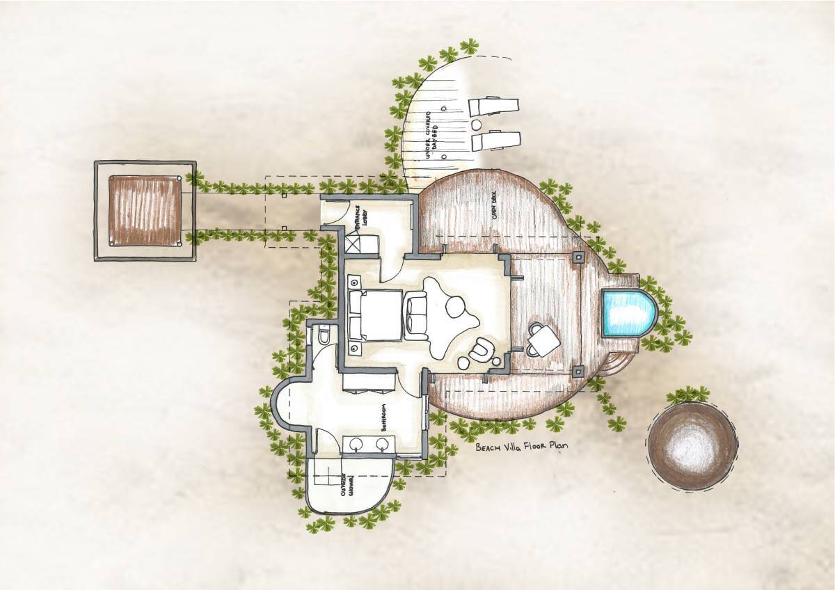 Room layout of the beach villa in mozambique