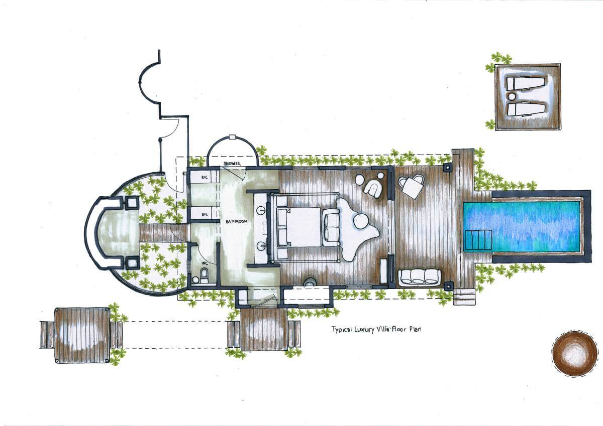 Room layout of Luxury beach villa in Mozambique