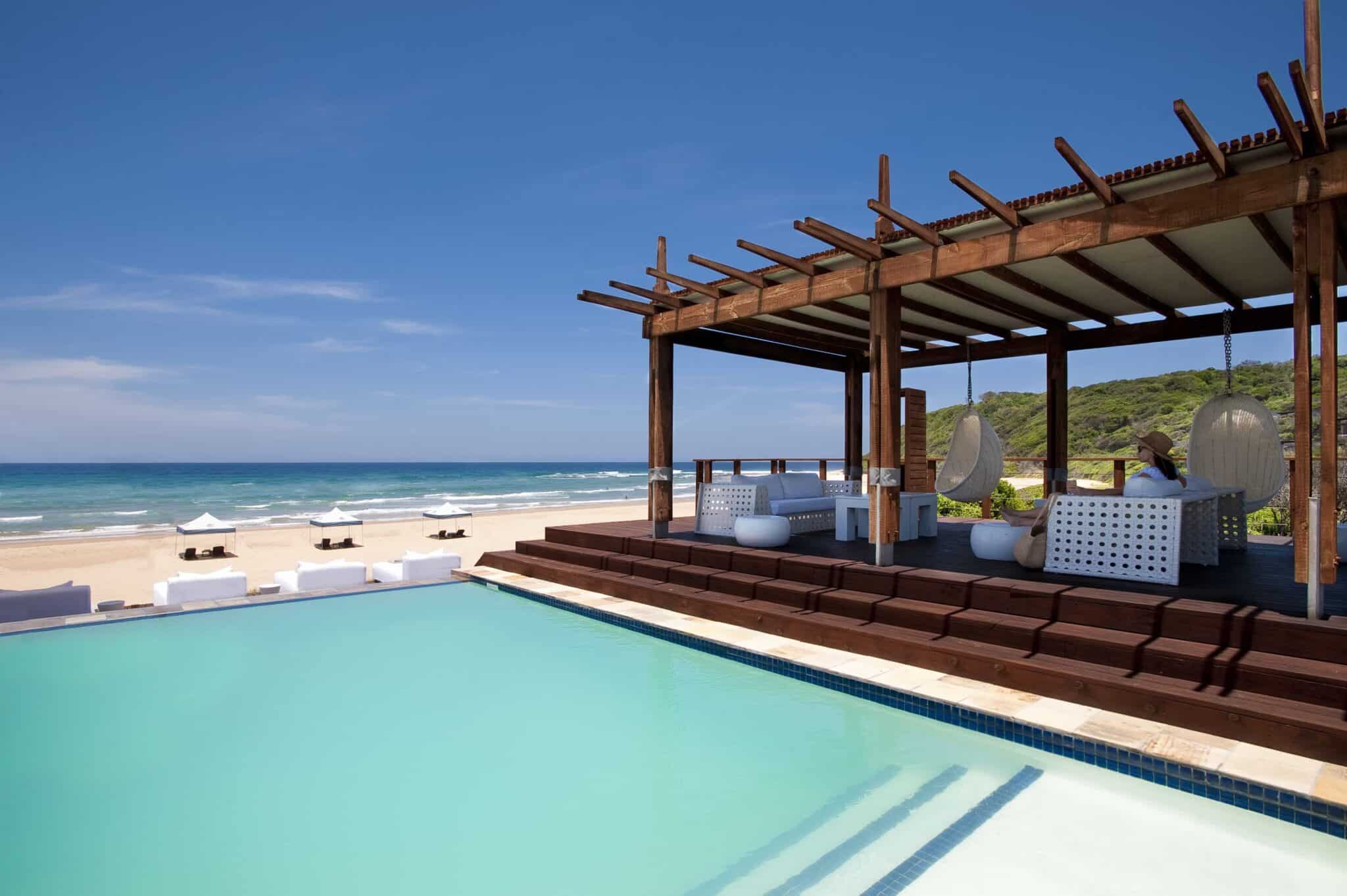The pool are overlooking the ocean in Mozambique
