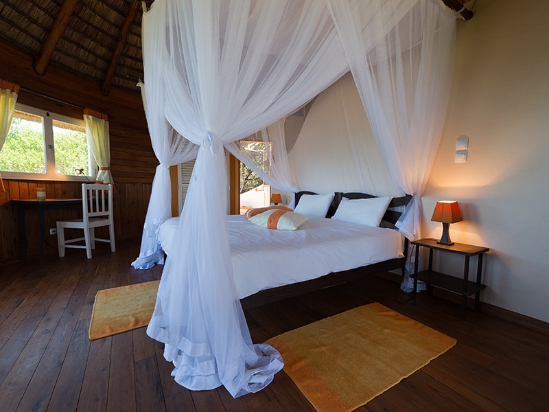 Bedroom interior at Dunes de Dovela Eco Lodge in Mozambique