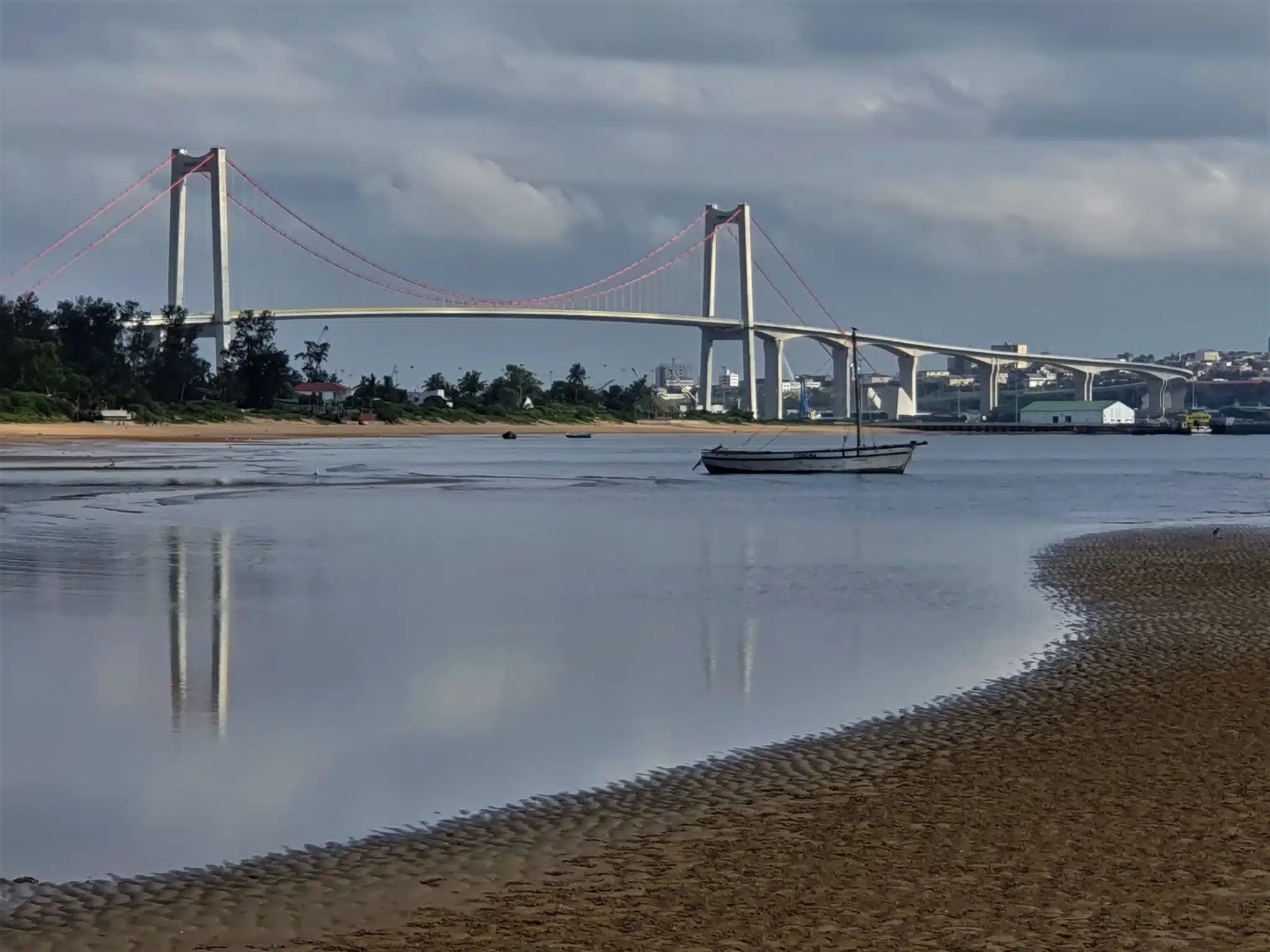 the Maputo bridge from the beach view