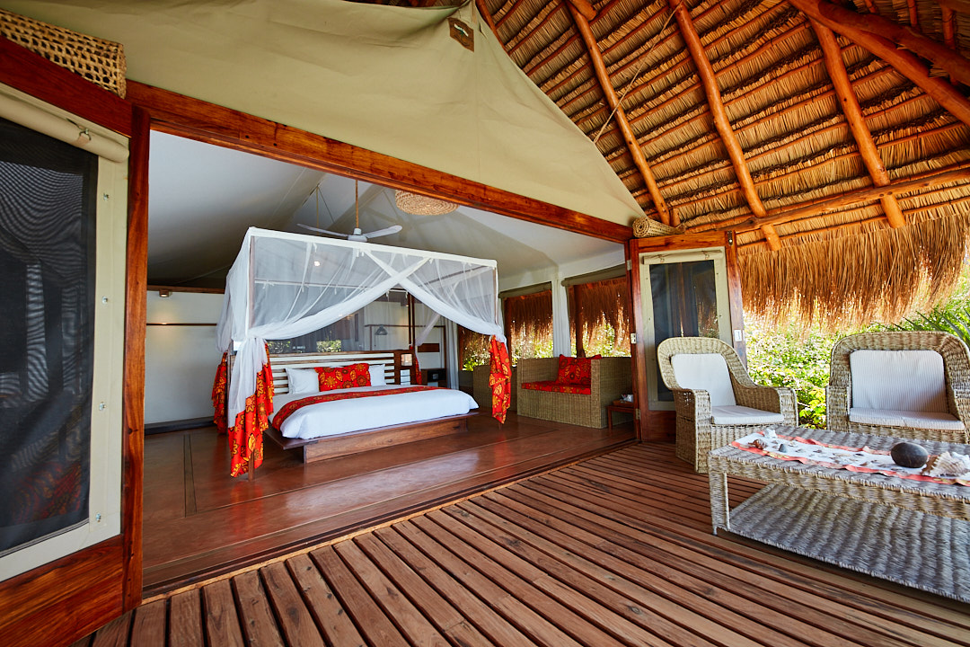 The luxury accommodation bedroom interior of AsDunas Lodge in Mozambique