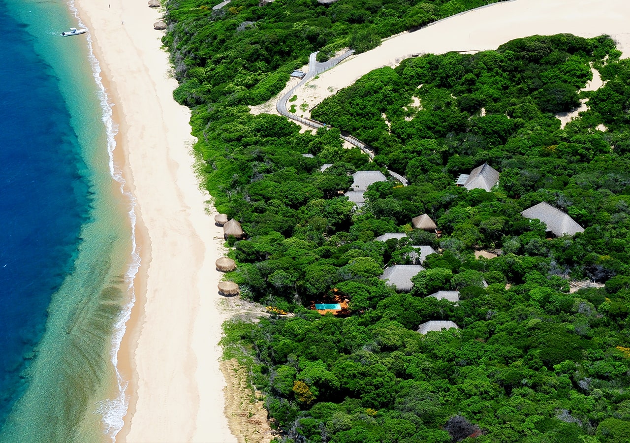 aerial shot of the Cabo beach villas
