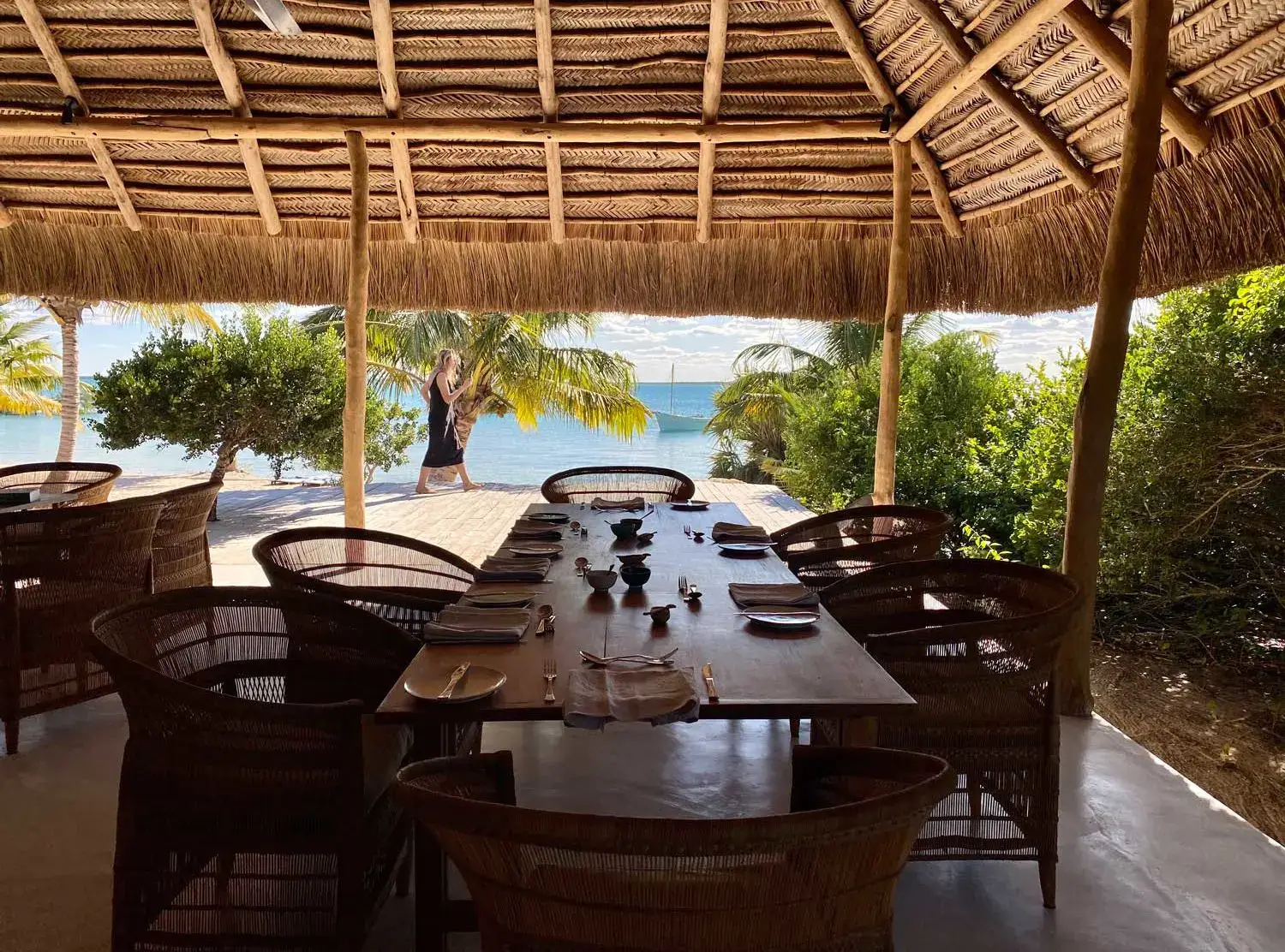 Dining room table set at lodge in Mozambique