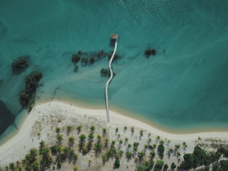 walkway going into the ocean off the coast of mozambique