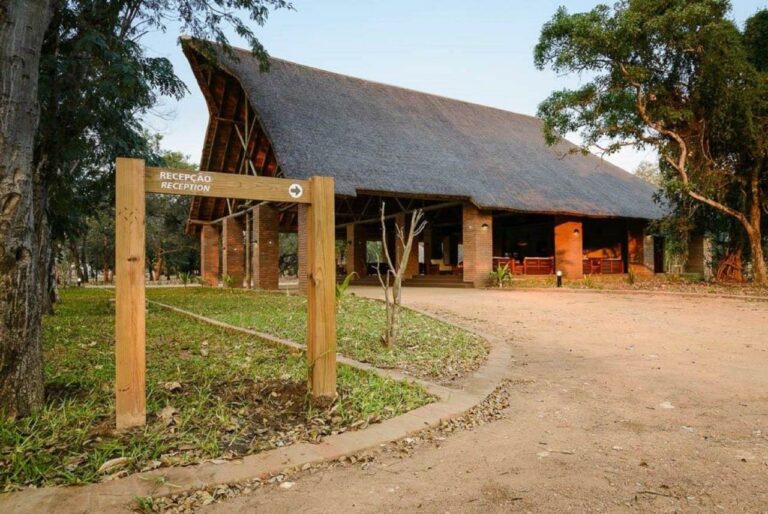 Montebelo Gorongosa Lodge exterior brick building