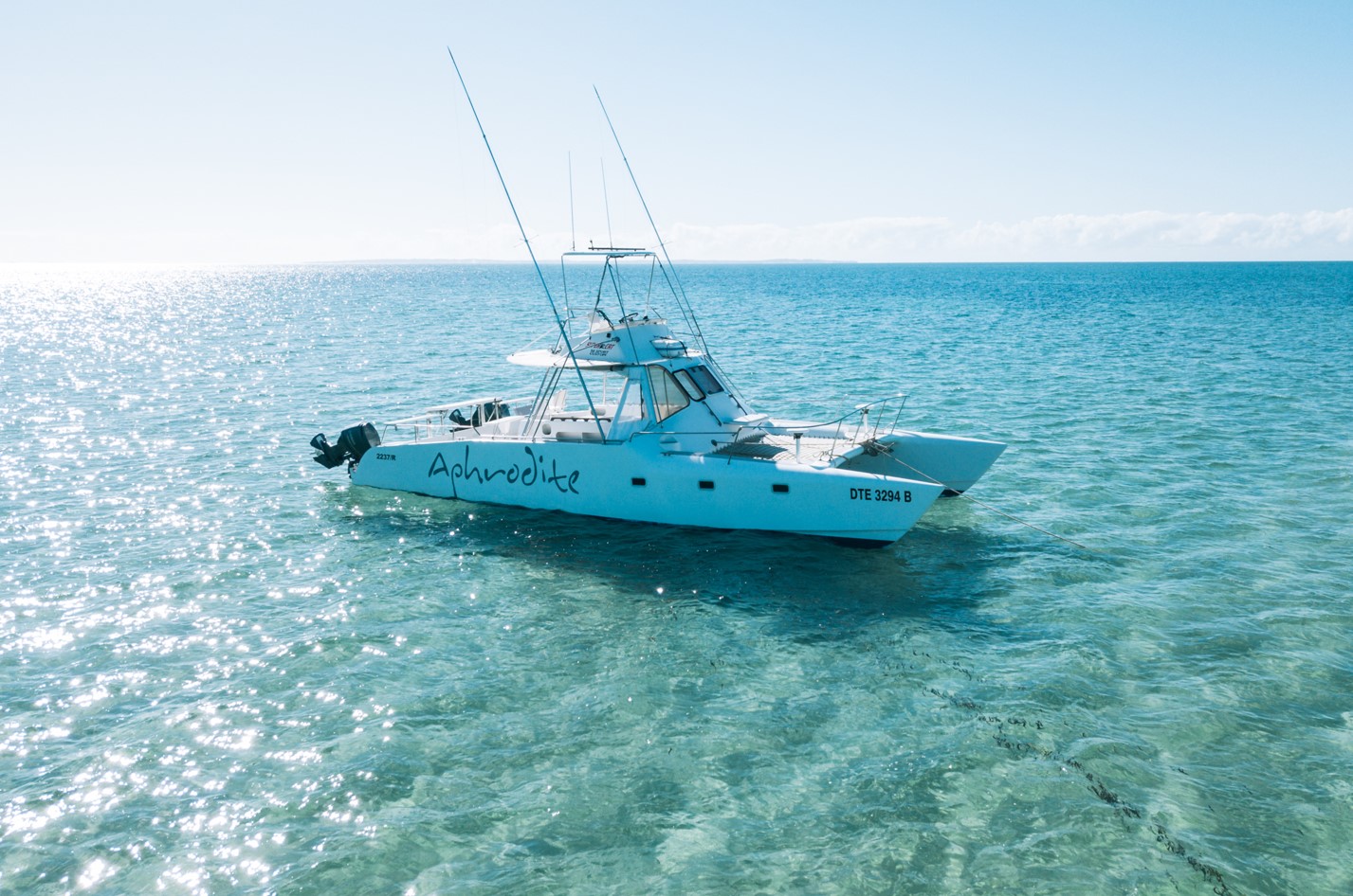 A yacht in the crystal clear waters of Mozambique
